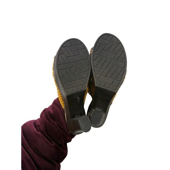 Mudd Sandals Open Toe Tan Weave Woven Heels Platforms Vintage Chunky 90s Y2K 8.5 - Picture 5 of 8